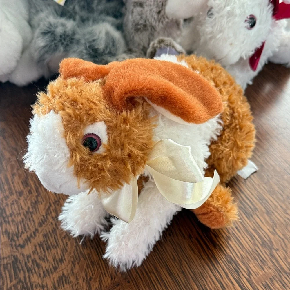 5 stuffed animal bunnies